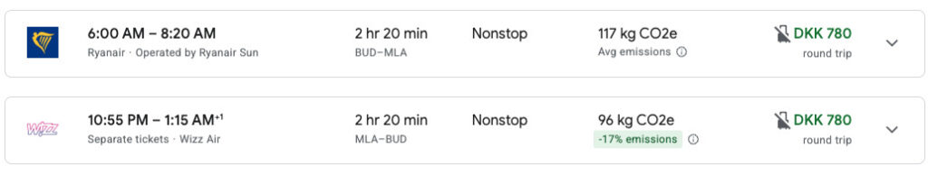 BUD-MLA 1 napos menetrend