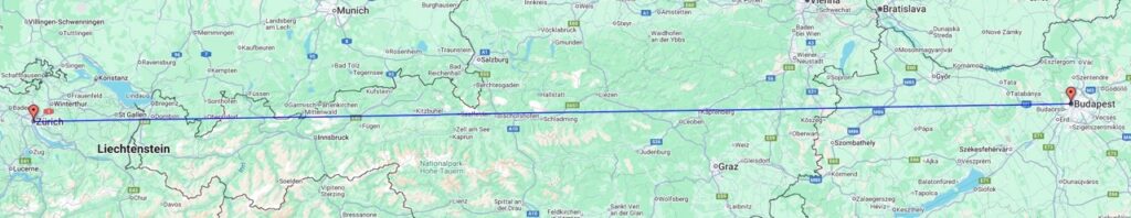 Budapest-Zürich távolság